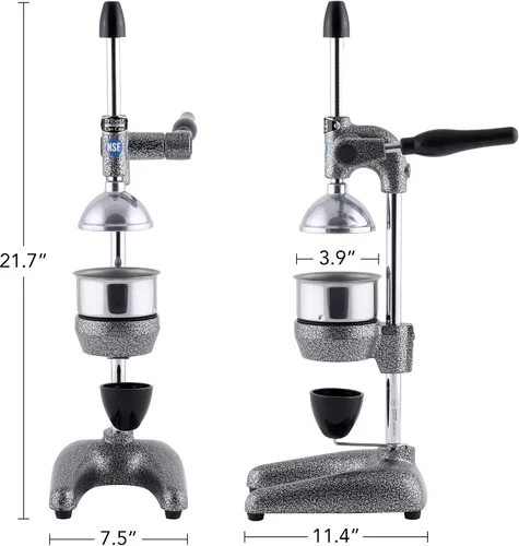 Miniatura 10 de Tribest Pro MJP-100 Profesional Exprimidor de Prensa en Frío Manual para Naranja, Limón y Otras Frutas Cítricas, Gris
