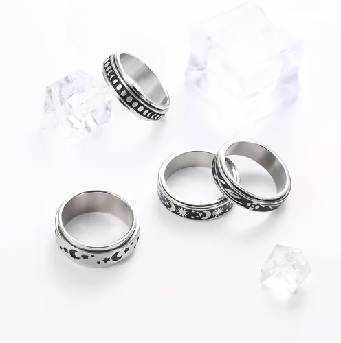 Miniatura 6 de Anillos de acero inoxidable para ansiedad, anillos de ansiedad, tamaño 6-10