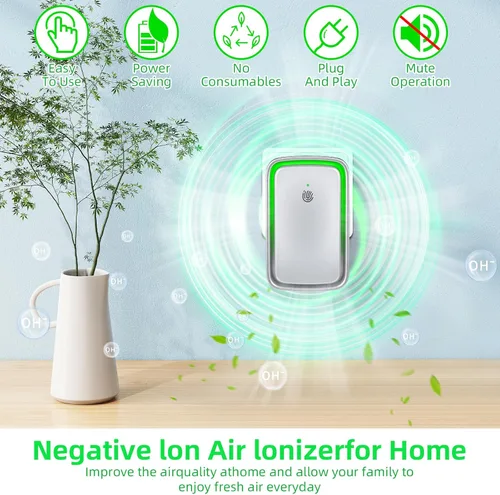 Miniatura 3 de Purificador de aire enchufable actualizado 2026 para el hogar, ionizador de aire iónico para polvo de humo con olor de mascotas, generador de iones