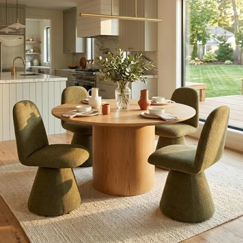 Miniatura 13 de DUOMAY Juego de 2 sillas de comedor giratorias de 360°, modernas de mediados de siglo, tapizadas con respaldo alto, base giratoria silenciosa, silla
