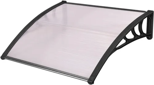 Tangkula Toldo de ventana de 40 x 40 pulgadas, moderno toldo de policarbonato para puerta delantera, cubierta de puerta de ventana para lluvia, Negro