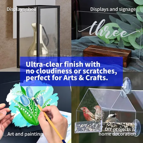 Miniatura 5 de Art3d Paquete de 2 hojas de plexiglás de 1/8 pulgadas de grosor, hojas transparentes de PET de 48 x 24 pulgadas para diseño de arte, proyectos