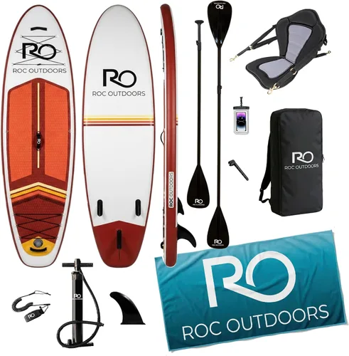 Miniatura 35 de Roc Tabla de remo inflable con accesorios y mochila de alta calidad, cubierta antideslizante, bolsa impermeable, correa, remo y bomba de mano.