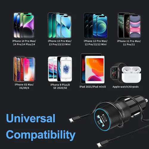 Miniatura 6 de Cargador rápido USB C de 35 W para automóvil [certificado Apple MFi] para iPhone 14 Pro/14 Pro Max/14 Plus, iPhone 13/12/11/Mini/XS/XR/8/SE, iPad
