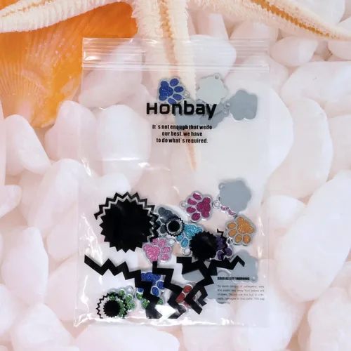Miniatura 9 de Honbay 20 colgantes de aleación esmaltada con purpurina de oso cachorro y gatito, lindos animales, mascotas, gatos, perros, huellas de patas