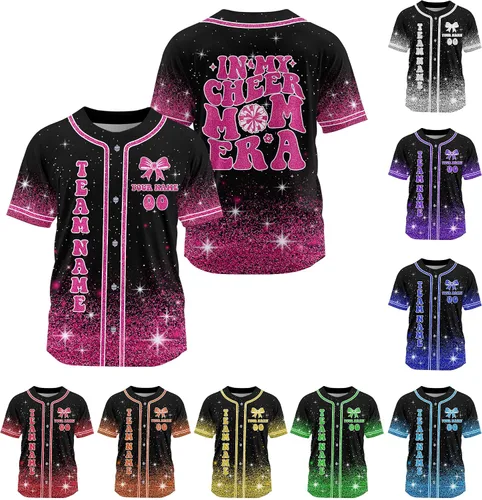 Miniatura 19 de Camiseta de béisbol de uniforme de animadora personalizada, camiseta de animadora para niñas, mujeres, jóvenes, niños, camiseta con purpurina