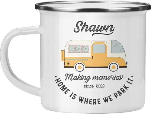 Miniatura 11 de Taza de campamento esmaltada personalizada. Tazas de café de cerámica personalizadas para campamento y senderismo, regalo de San Valentín