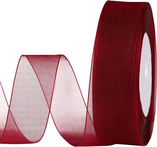 Miniatura 15 de molshine Cinta de organza transparente brillante de 50 yardas x 1 pulgada, cintas de tela de gasa para ramos de guirnaldas, lazo, boda, envoltura