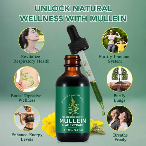 Miniatura 2 de Gotas de Gordolobo para los Pulmones 2 Fl Oz - Extracto de Hoja de Gordolobo para los Pulmones con Clorofila - Suplemento Herbal Natural