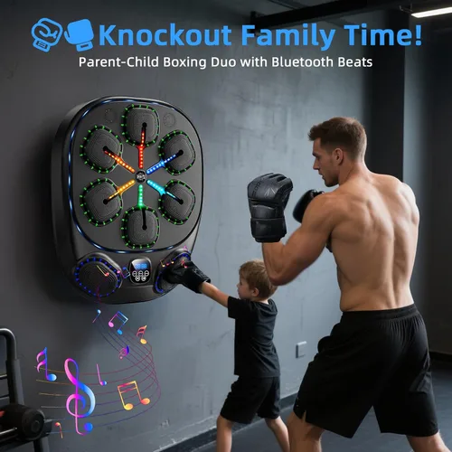 Miniatura 4 de Music Boxing Machine with LED Lights & Bluetooth Speaker – Interactive Punching Bag for Fitness, Rhythm Training & Stress Relief – Home Gym