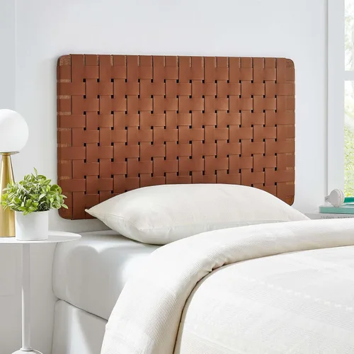 Miniatura 16 de Modway Sparta Cabecera Individual de Cuero Vegano Tejido en Beige Natural, Cabecera Individual de Cuero Sintético Solamente con Diseño de Montaje