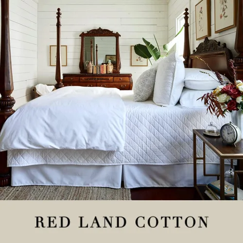 Miniatura 7 de Red Land Cotton Juego de sábanas de lujo 100% algodón cultivado en Estados Unidos Premium Hotel ultra ligero 4 piezas fabricado en Estados Blanco