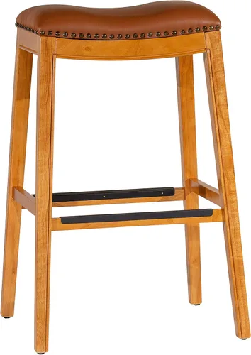Miniatura 23 de DTY Indoor Living Durango - Taburete de cuero regenerado, taburete de mostrador de 24 pulgadas, acabado natural, asiento de cuero de silla Acabado