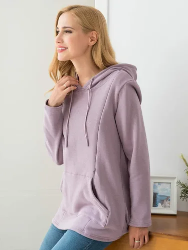 Miniatura 16 de Bearsland - Sudadera de lactancia y maternidad para mujer, con bolsillos y capucha