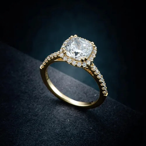 Miniatura 5 de HAFEEZ CENTER Engagement Rings for Women, Promise Rings for Women, Rings, Rings for Women, 2.5ct Cushion Cut Yellow Gold Plated Engagement Rings