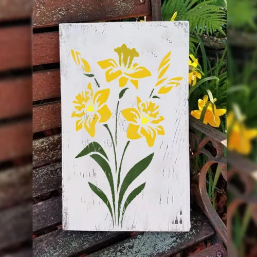 Miniatura 5 de Plantilla de lirio grande de 12 x 15 pulgadas para pintar en madera, lienzo, papel, tela, paredes y muebles, plantilla de flores, reutilizable