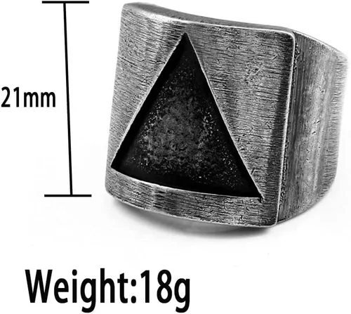 Miniatura 7 de Anillo retro simple vikingo Valknut triangular, nórdico, de acero inoxidable, para hombre, anillo vikingo, joyería de moda, negro, 10