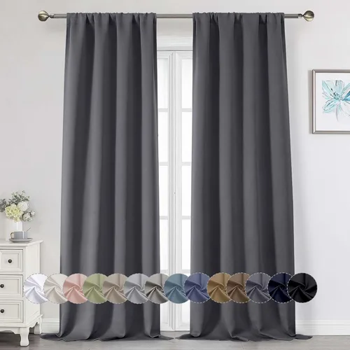 Miniatura 87 de Cortinas opacas para dormitorio, sala de estar, juego de 2 paneles de 54 pulgadas de largo, cortinas de oscurecimiento de habitación con aislamiento