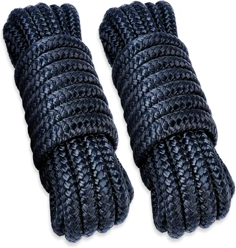 Miniatura 10 de Young Marine 3/8" 1/2" X 15' Líneas de muelle de nailon de doble trenzado de grado marino con ojal de 12 pulgadas. Línea de muelle de cuerda