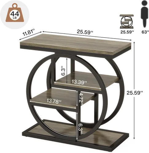 Miniatura 2 de Tribesigns Mesa auxiliar para sala de estar, mesa lateral estrecha de 4 niveles con estantes de almacenamiento, mesa de noche industrial