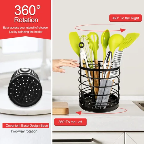 Miniatura 3 de KOLUTI Organizador de utensilios de cocina giratorio de 360°, organizador redondo de almacenamiento de herramientas de cocina extra grande de 7.2 x