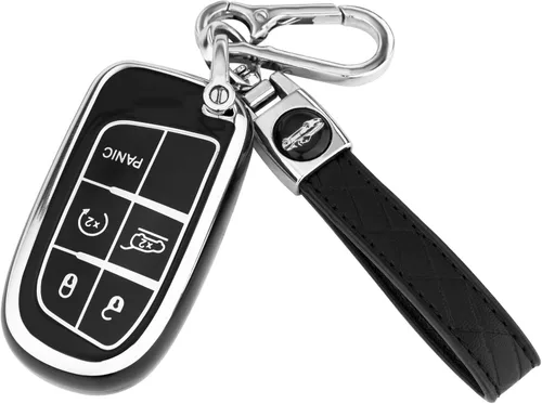 XIYANG TRADE Funda para llavero Jeep con llavero, carcasa de TPU suave protección completa para llave inteligente Grand Cherokee Renegade Chrysler