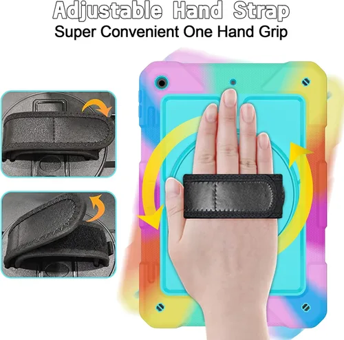 Miniatura 4 de LTROP Funda para iPad de 9ª/8ª/7ª generación (2021/2020/2019), Funda para iPad de 10.2" a prueba de golpes con correa para el hombro, soporte