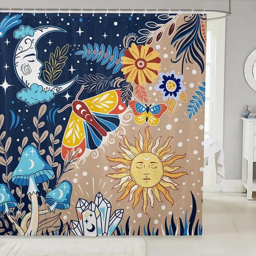 Miniatura 16 de Castle Fairy Cortinas de ducha con hojas de ginkgo, cortina de baño botánica de naturaleza verde, tela de plantas de acuarela, juego de decoración