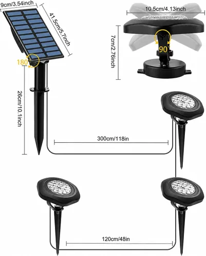 Miniatura 7 de Focos solares para exteriores, impermeables, IP68, 3 en 1, LED que cambian de color, luces solares de paisaje, 2 modos de luz, luces de camino
