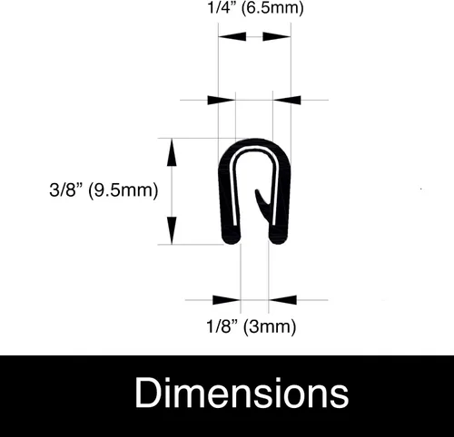 Miniatura 2 de Perfil de contorno pequeño de 0.375 pulgadas U de alto x 0.039 pulgadas a 0.093 pulgadas de rango de agarre, color negro, negro