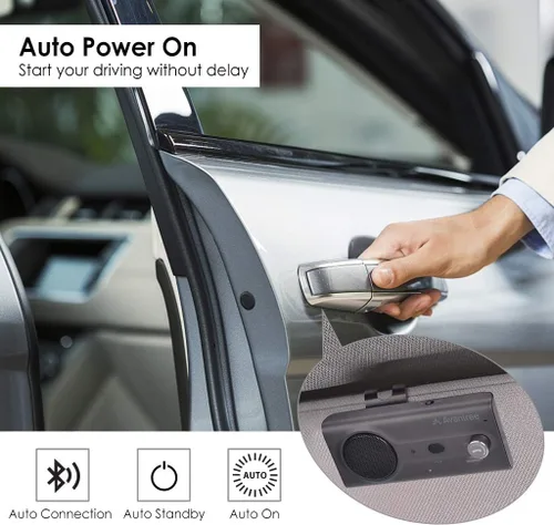 Miniatura 5 de Avantree CK11 - Kit de coche Bluetooth 5.0 manos libres, altavoz de 3 W con clip de visera, compatible con asistente Siri, encendido automático