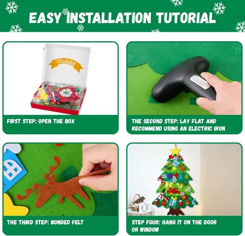 Miniatura 5 de YCoisini Árbol de Navidad de fieltro para niños pequeños, mi primer árbol de Navidad para niños de 0,9 m, 34 adornos para colgar en la pared