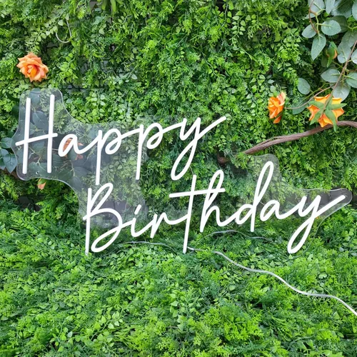 Miniatura 6 de Letrero de neón de feliz cumpleaños, para decoración de pared, para pared de dormitorio con interruptor regulable para cualquier edad habitación