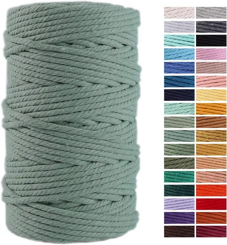 Miniatura 54 de Cuerda de Macramé Gris Claro 3mm x 109 Yardas, Cuerda de Algodón de Colores Cuerda para Manualidades Cuerda de Algodón Colorida para Colgar