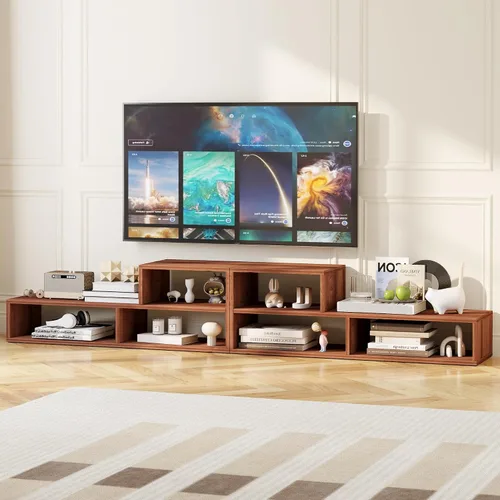 Miniatura 6 de Estantería de TV de 2 piezas, centro de entretenimiento en forma de L para televisores de 45 a 70 pulgadas, soporte de TV de cubo de 13 pulgadas