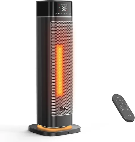 Miniatura 9 de JRD - Calentador de espacio de 24 pulgadas, calentador eléctrico portátil de calentamiento rápido con control remoto, luz nocturna, oscilación
