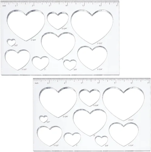 PH PandaHall 2 plantillas de incrustaciones de corazón 9 en 1, plantillas de enrutador, plantillas acrílicas, regla de dibujo, herramienta de
