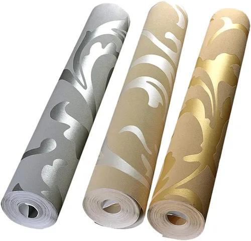 Miniatura 7 de Q QIHANG Moderno simple 3D estilo europeo Vetch hoja tela no tejida sala de estar TV fondo no pegado papel pintado 1.73 pies de ancho x 32.8 pies