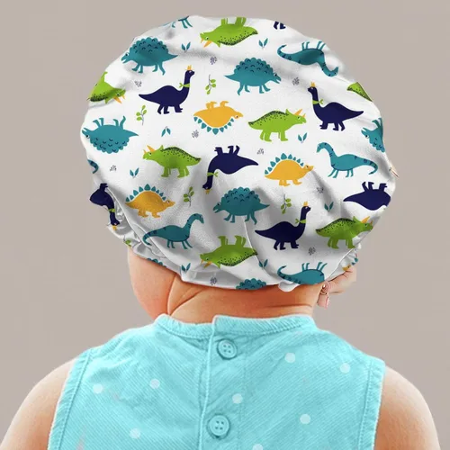 Miniatura 8 de Babrukda Gorro de satén para dormir, gorro de noche para niños, Dinosaurio