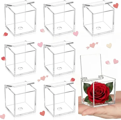 Miniatura 8 de Blulu 8 cajas de acrílico transparente con tapa, caja de almacenamiento de plástico para joyas, mini cubos para dulces y pequeñas joyas, recuerdos