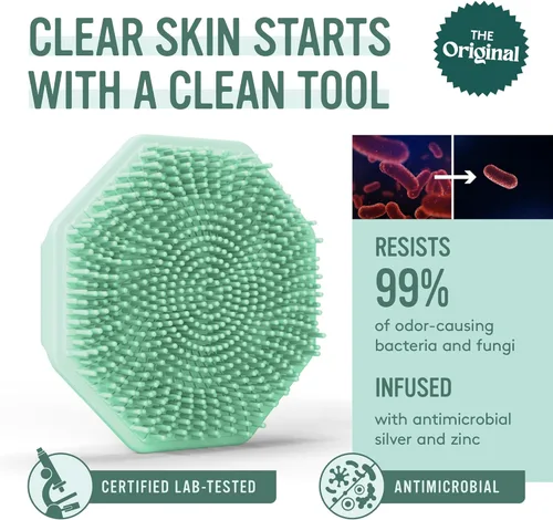 Miniatura 2 de Sud Scrub® Exfoliante facial de silicona antimicrobiana, 1 paquete, exfoliante facial suave para pieles sensibles, cepillo de limpieza facial Menta