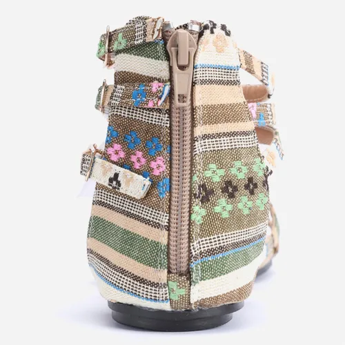 Miniatura 5 de Odema Sandalias planas para mujer, con cuentas bohemias, con cremallera trasera, zapatos elegantes
