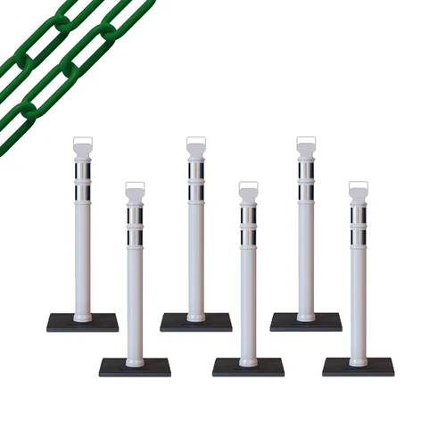 Miniatura 21 de Trafford Industrial - Paquete de 6 postes de delineador de 45 pulgadas, collares reflectantes de 3 pulgadas, base de goma de 10 libras