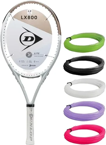 Dunlop Sports LX 800 - Raqueta de tenis de 16 x 18 pulgadas, encordada con cuerda sintética en tu elección de color y tensión (4 1/8)