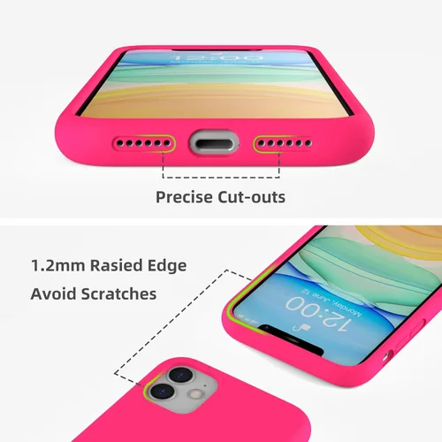 Miniatura 3 de Funda de silicona líquida compatible con iPhone 11, color rosa neón [Protección contra caídas] [Resistente a los arañazos, a prueba de golpes]