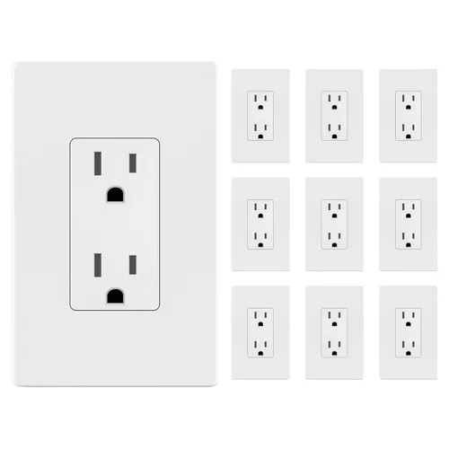Miniatura 32 de LIDER LR15-TR-GD5P - Receptáculo decorativo mate c/tapa frontal intercambiable, tomacorriente a prueba de manipulaciones/niños, autoconexión a Dorado