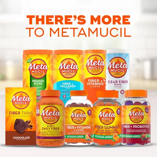 Miniatura 8 de Suplemento de fibra Metamucil, polvo de mezcla transparente sin sabor, sin granos, sin azúcar añadida, mezcla de suplemento de fibra prebiótica a