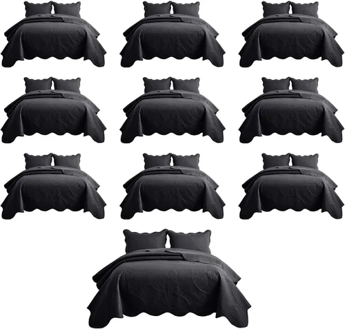 Miniatura 58 de MOONLIGHT20015 Paquete de 8 Colchas Tamaño King para Cama (106" x 96") - Venta al Por Mayor para Hoteles, Dormitorios de Huéspedes y Airbnbs - Gris