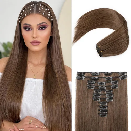 Miniatura 15 de REECHO Extensiones de cabello, 11 piezas de extensiones de cabello con clip de 24 pulgadas de largo, lacio, HE005, extensiones sintéticas naturales