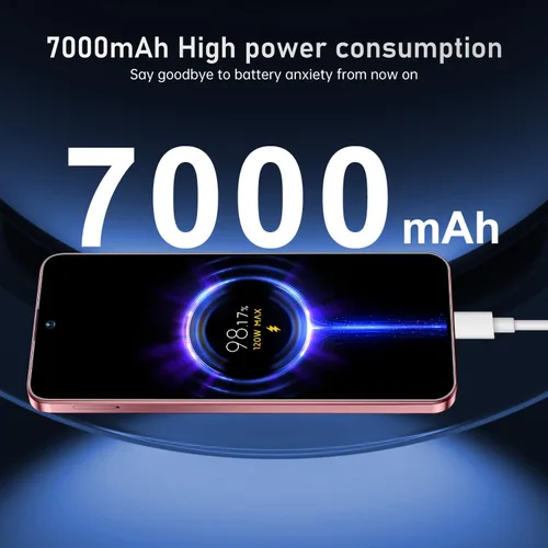 Miniatura 5 de Teléfono celular desbloqueado PMAX de 12 GB+512 GB, pantalla HD de 6.99 pulgadas, teléfonos Android 15 5G, batería 7000 mAh desbloqueado el Rojo vino